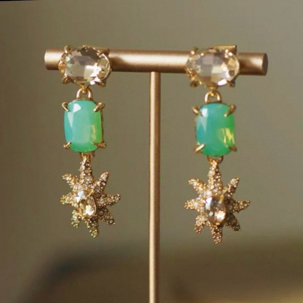 Alexis Bittar Gold and Green Starburst Earrings